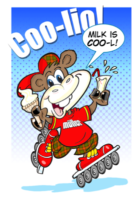 A proposed cartoon mascot for a dairy to promote milk for children
