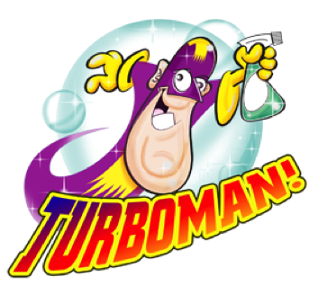 Torboman, a propsed cartoon mascot for a supplier of cleaning sprays.